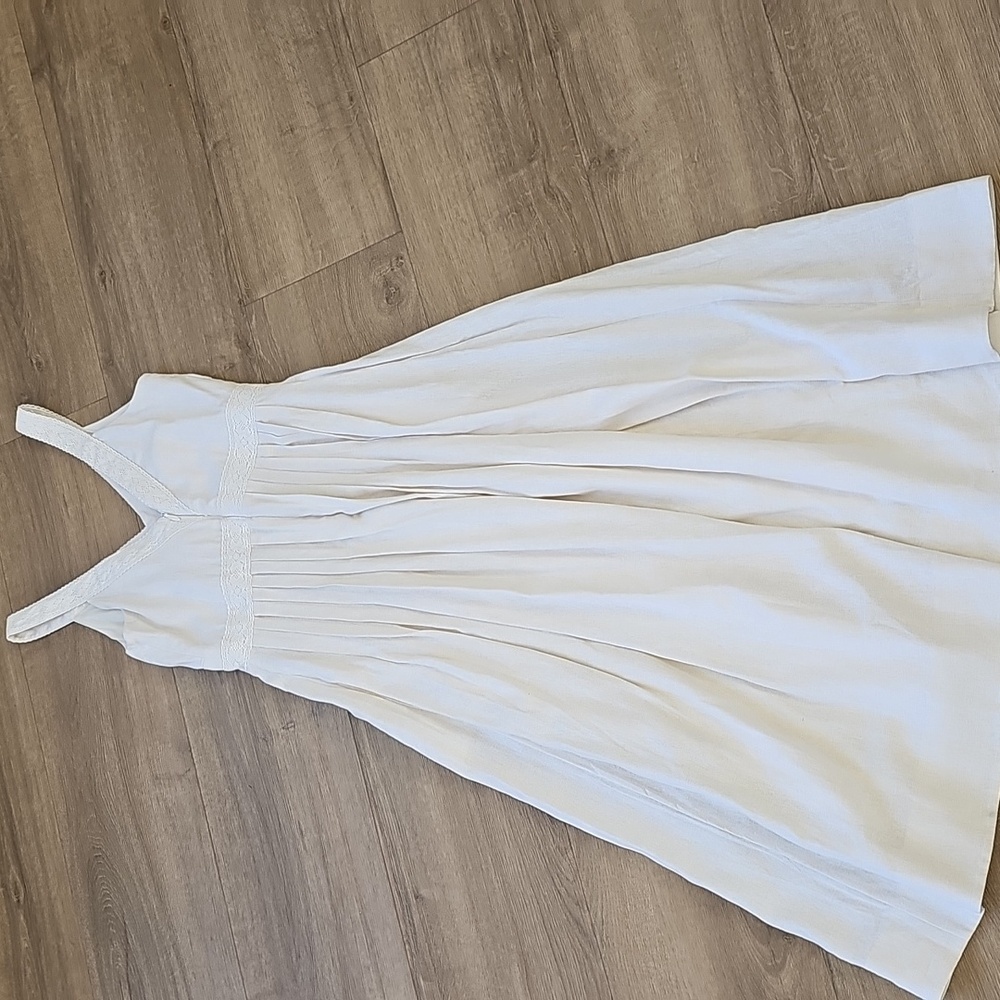 Taylor Linen Blend Midi Elegant White Sleeveless Dress Size 8 - Picture 7 of 9